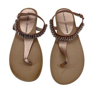 Chinese Laundry Flash Back Women's 7.5 Sandals Metallic Rose Gold Leather Thong